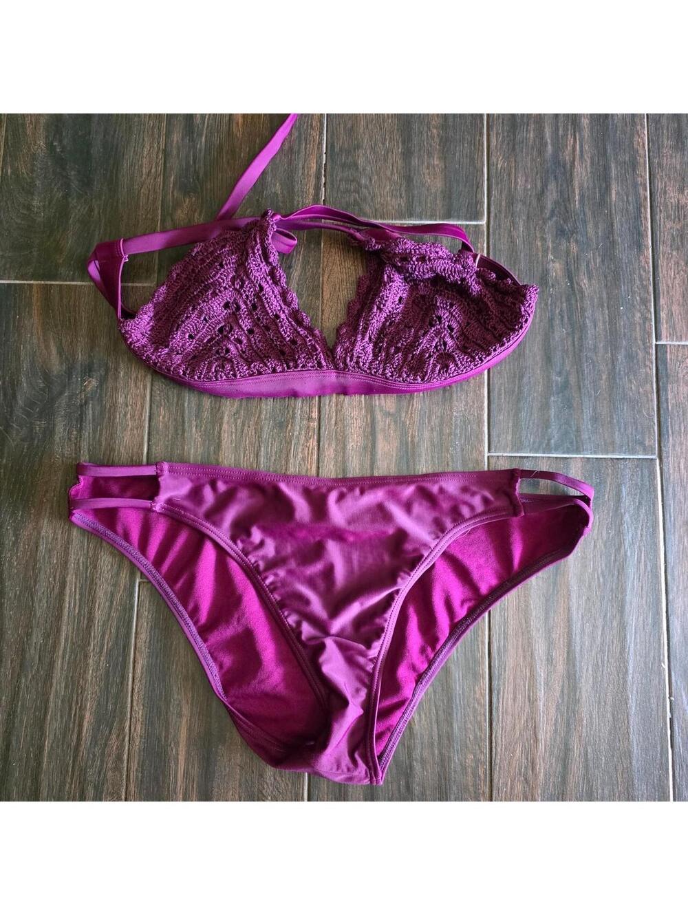 Xhilaration Women's Purple and Burgundy Bikinis-and-tankini-set